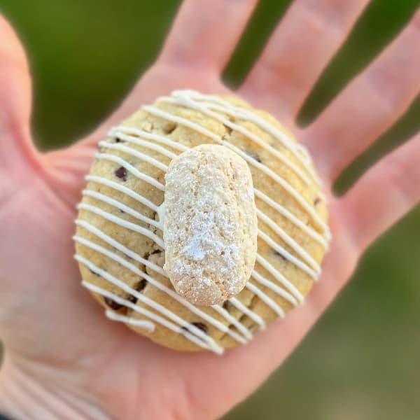 Pick Me Up - a coffee-infused cookie with a molten center tiramisu truffle topped with a mini lady finger