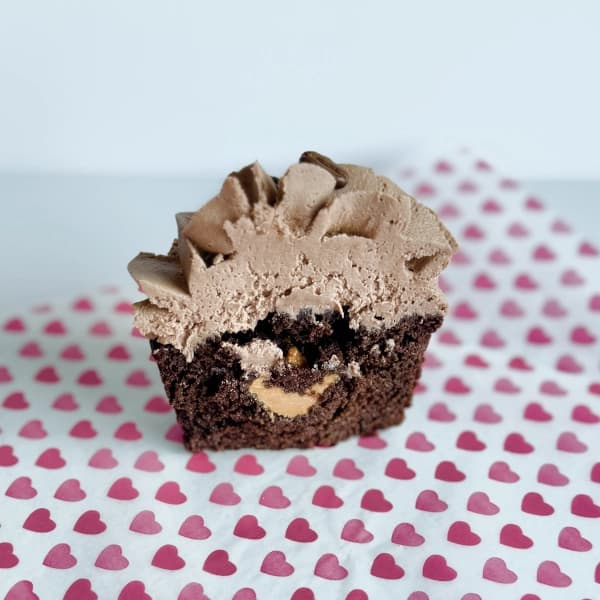 Chocolate Espresso - coffee infused chocolate cupcake filled with caramel, topped with espresso infused frosting