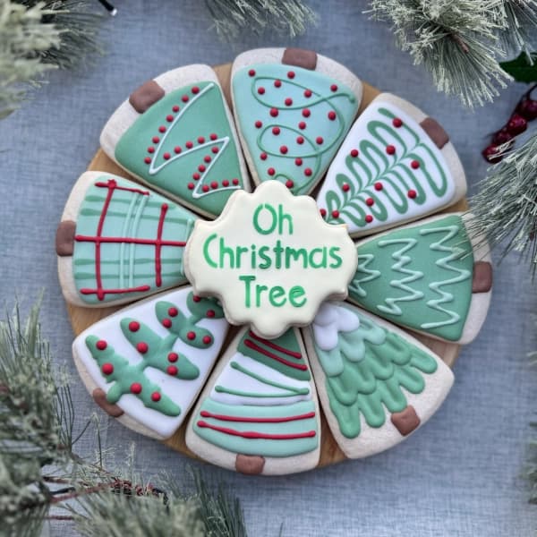 Custom decorated Christmas Tree sugar cookies
