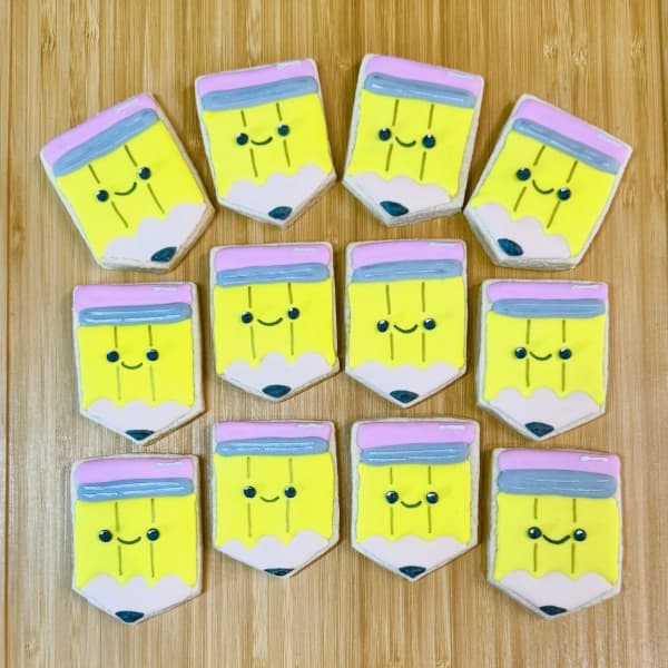Sugar cookies designed to look like pencils